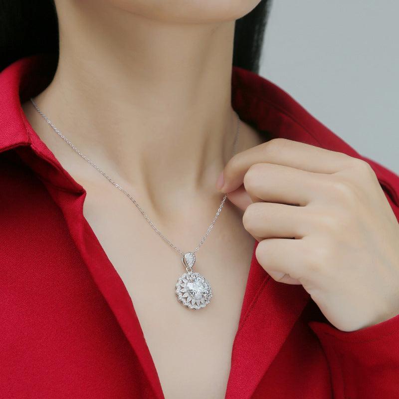 S925 Silver Necklace With Moissanite Pendant - Trendha