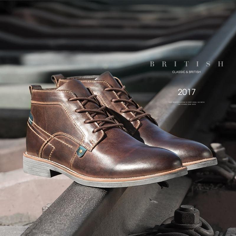 High-top Shoes Men's Desert Boots Toe Layer Cowhide - Trendha