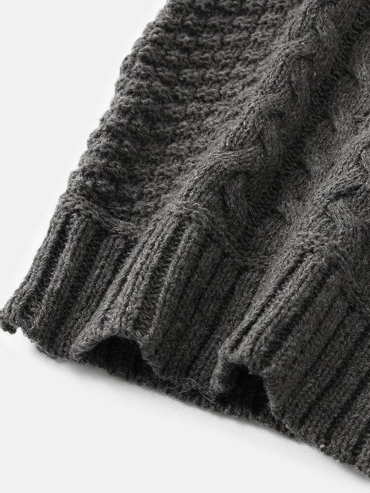 Mens Turtleneck Cable Warm Long Sleeve Knitted Sweaters - Trendha