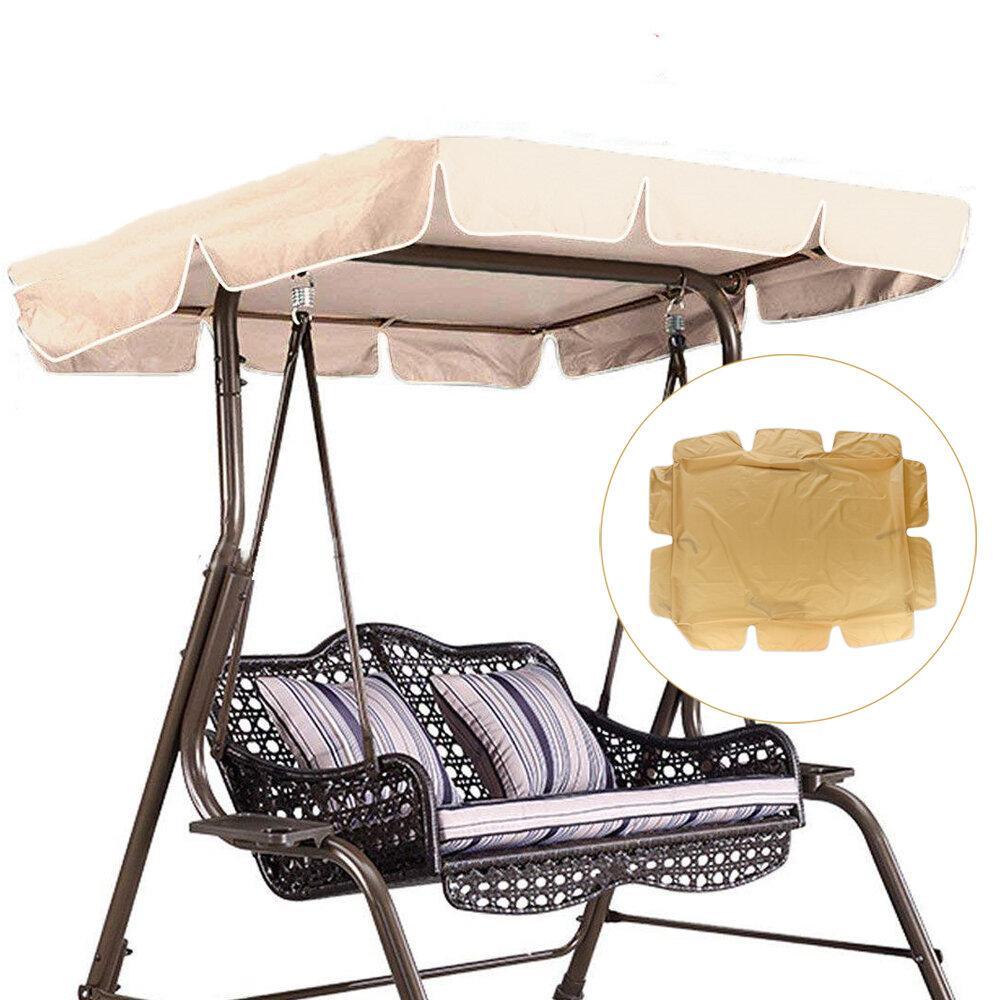 2/3 Seater Size Khaki UV-Proof Outdoor Garden Patio Swing Sunshade Cover Waterproof Canopy Seat Top Cover - Trendha