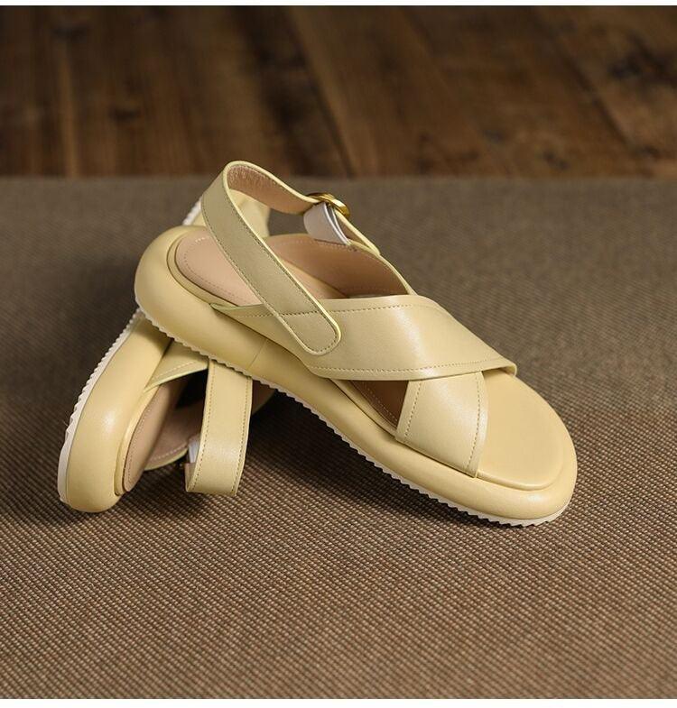 Women's Flat Non-slip Muffin Platform Cross Roman Sandals - Trendha