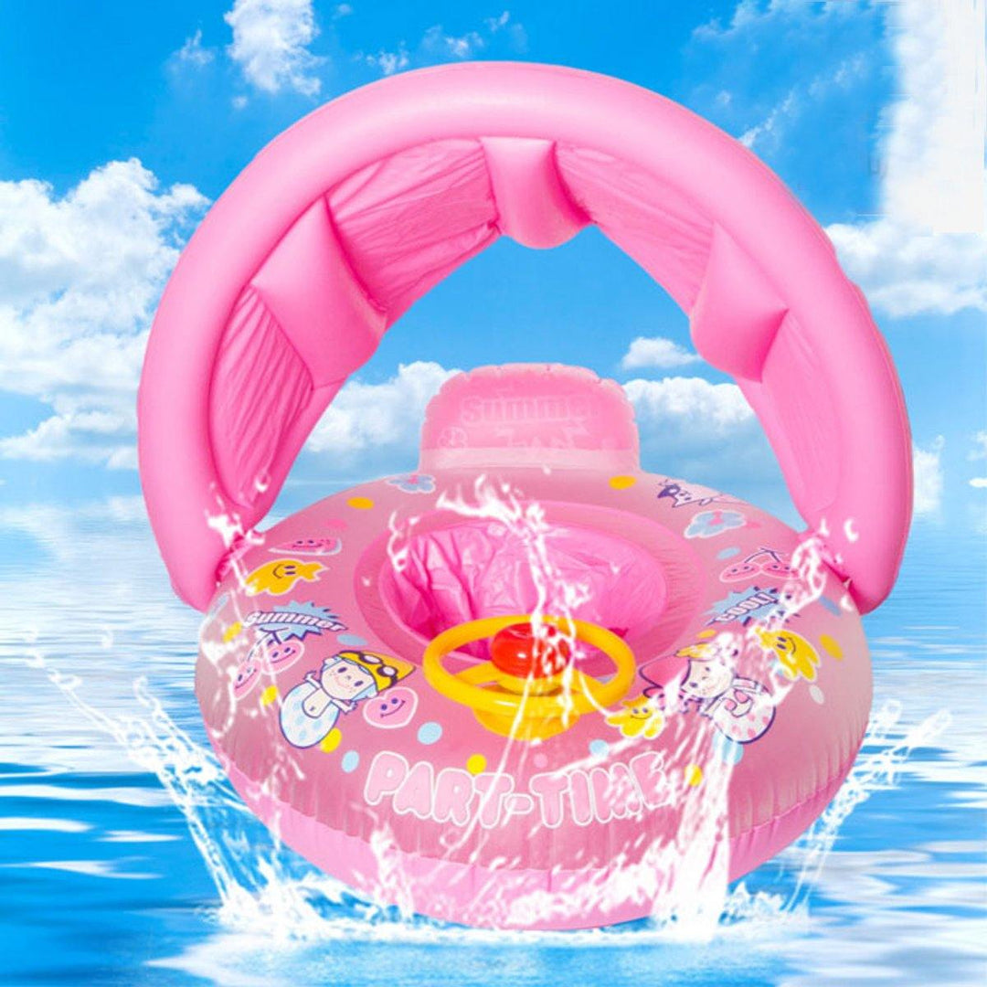 Inflatable Sunshade Baby Kids Water Float Seat Boat Swimming Ring Pool Fun - Trendha