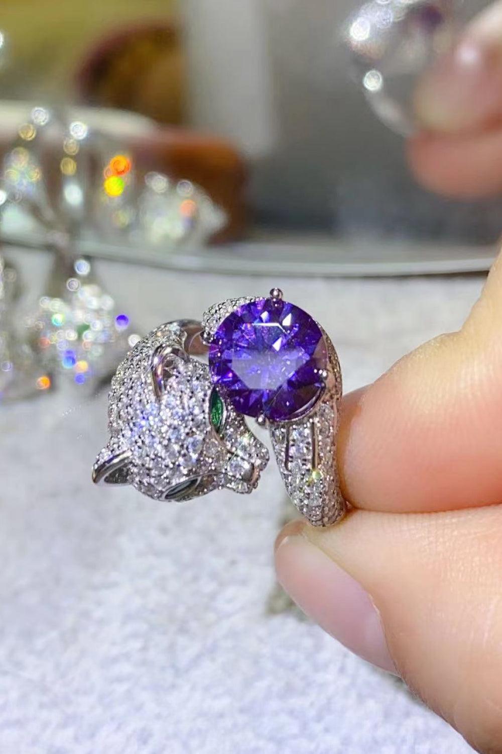 2 Carat Moissanite Adjustable Animal Bypass Ring - Trendha
