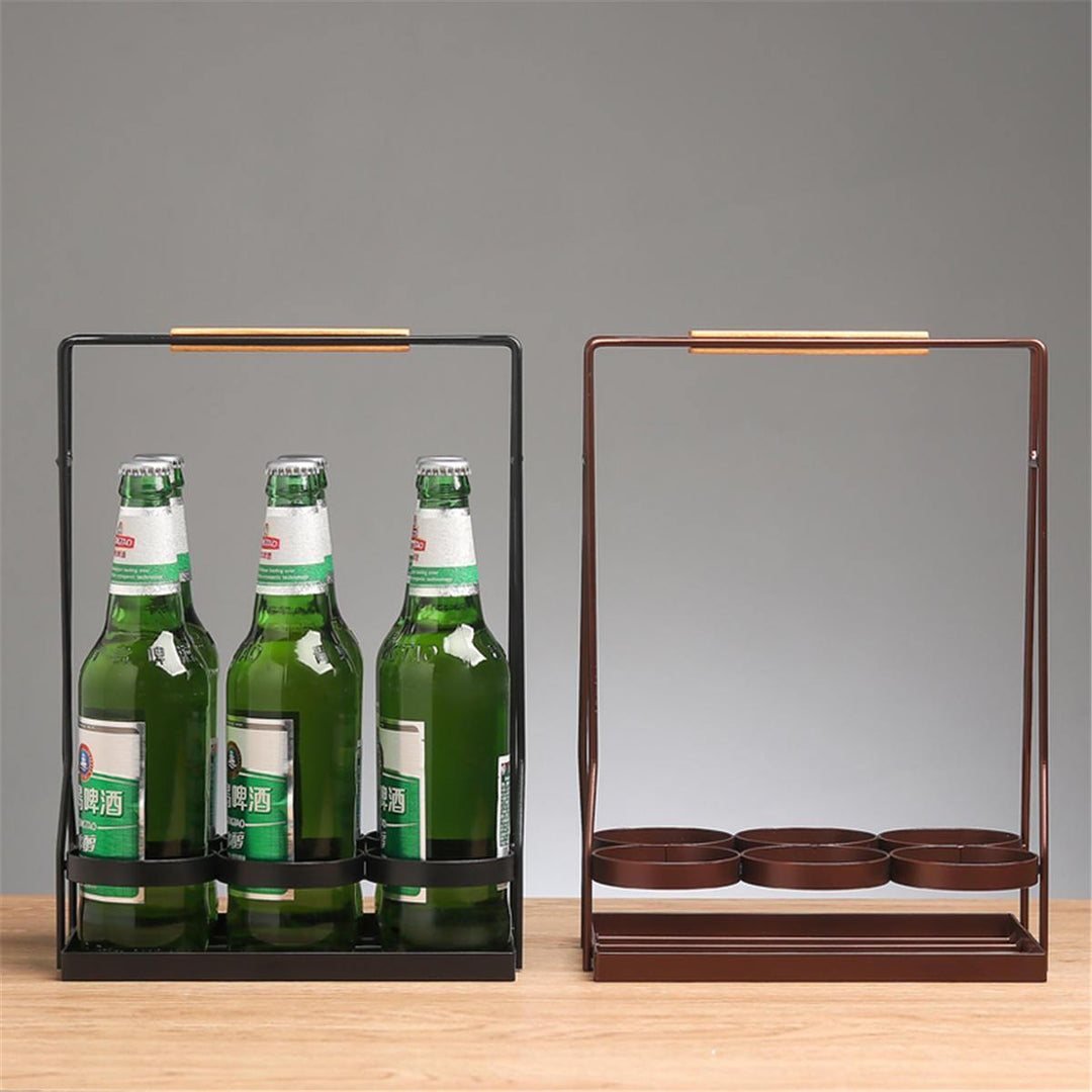Iron Bottle Holder Carry Rack Box Case Kitchen Storage Stand Shelf - Trendha