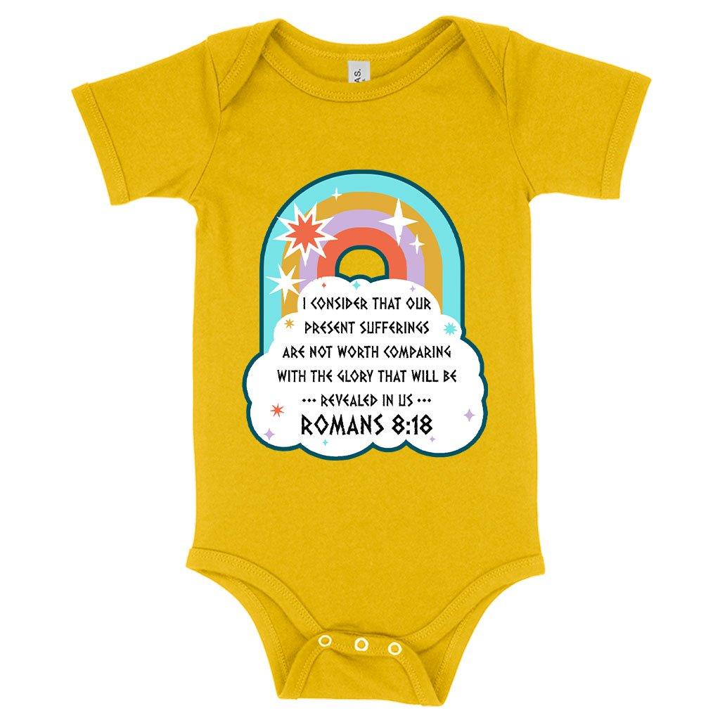 Baby Jersey I Consider That Our Present Sufferings Onesie - Bible Verse Onesie Design - Bible Verses Christian Onesies - Trendha