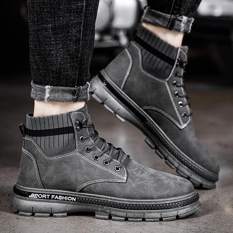 Men's Trendy Boots Korean Casual Shoes Men's Tooling Boots - Trendha