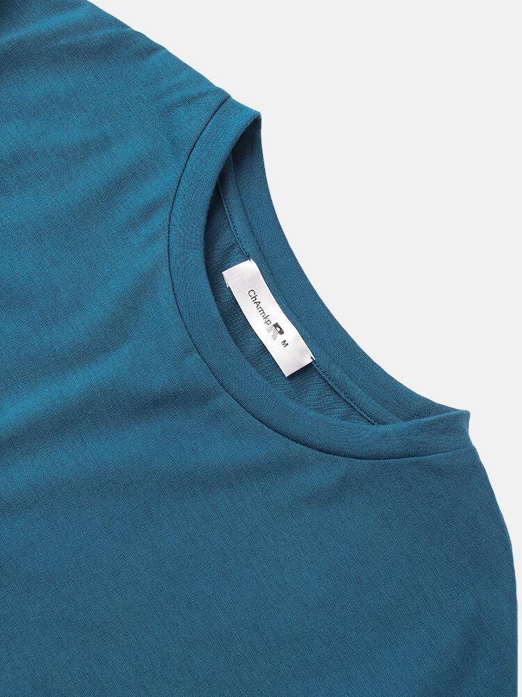 Mens Letter Print Colorblock Stitching Short Sleeve Preppy T-Shirts - Trendha