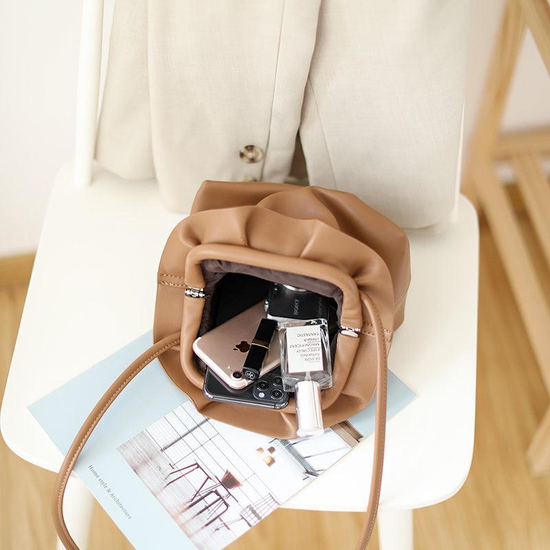 Korean Retro Soft Skin Dumpling Bag Female Fashion One-shoulder Diagonal Small Bag - Trendha