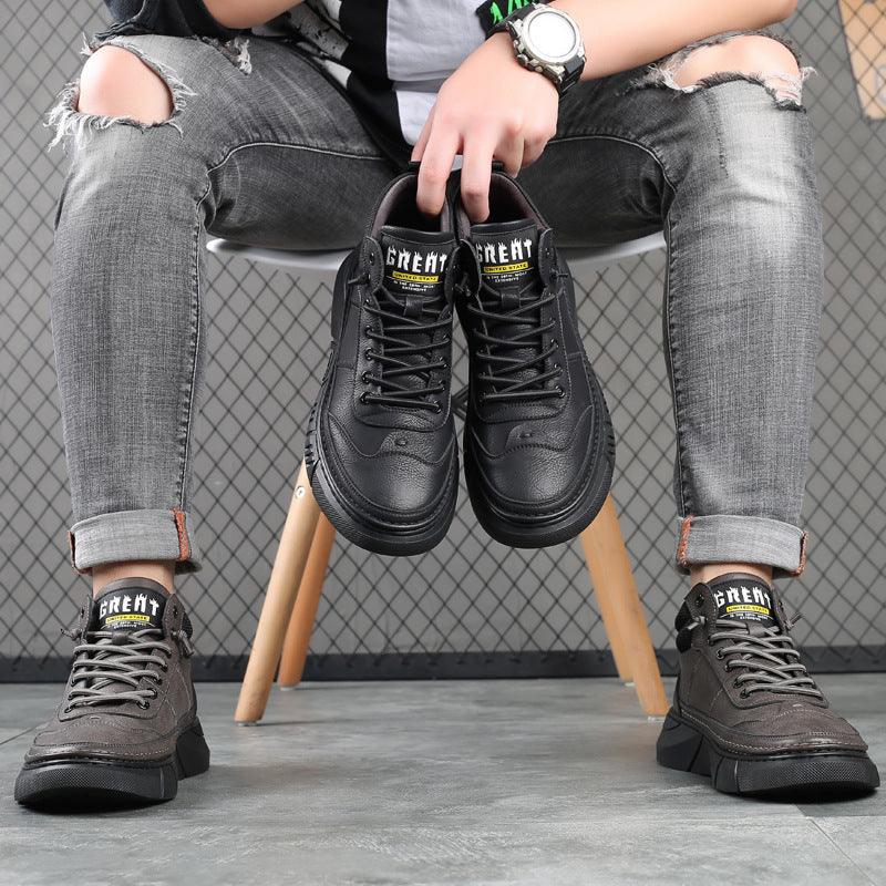 Comfortable Solid Color Fashion Casual Fleece Warm Leather Shoes - Trendha