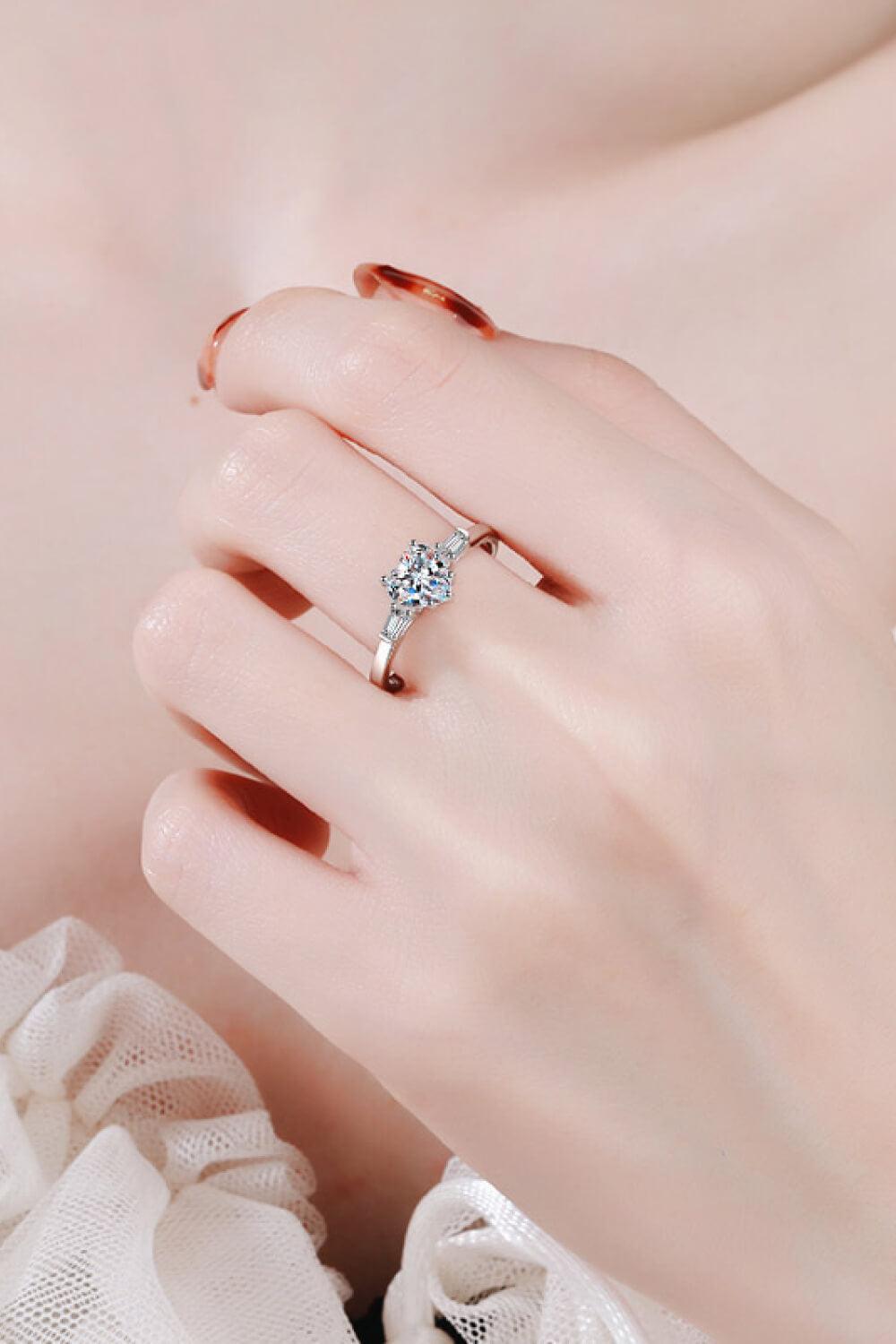 1.2 Carat Moissanite Heart Ring - Trendha