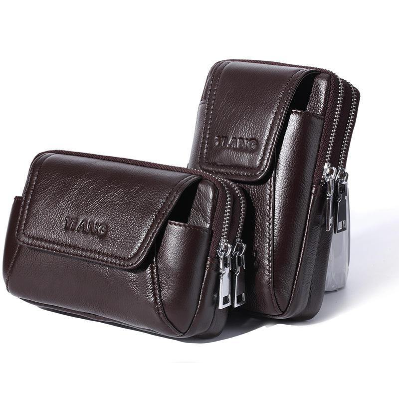 Men Genuine Leather Waist Bag Phone Bag For Outdoor Travel Daily - Trendha