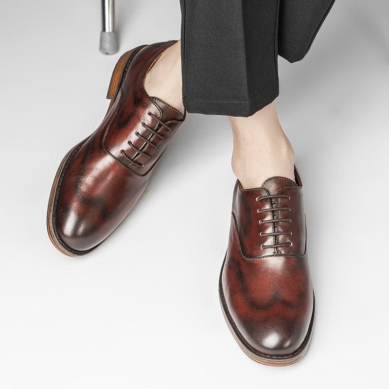 Men's Low-top Business Dress Shoes British Retro Polished Color - Trendha