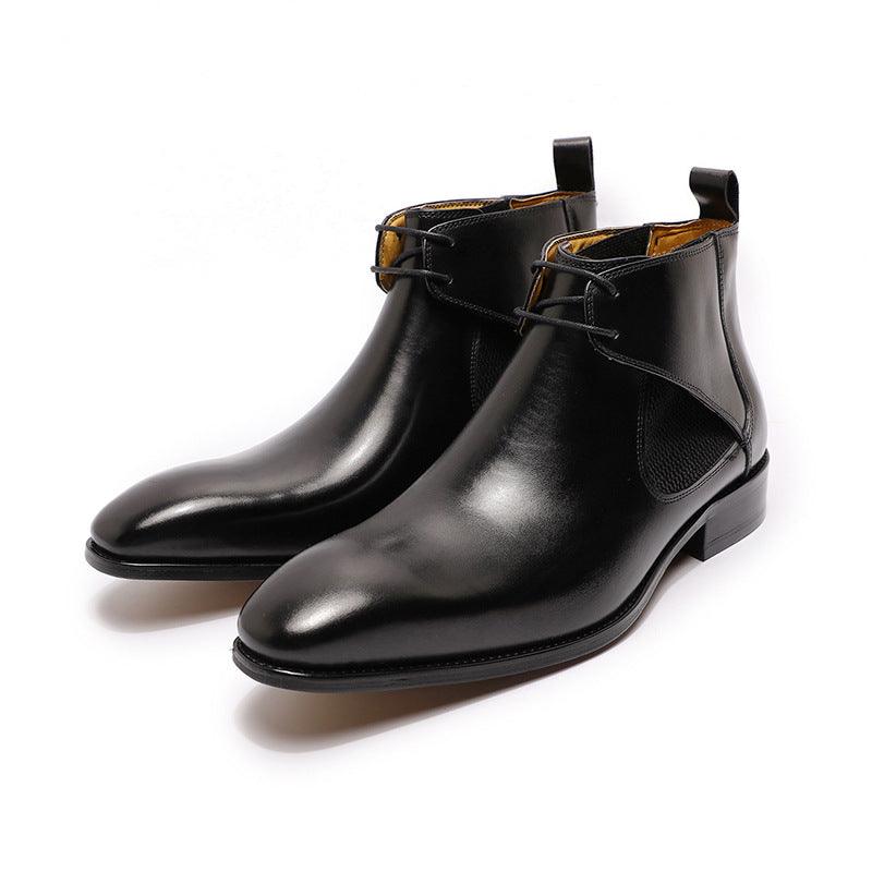 Leather Breathable Martin Boots Men's High-top British Style - Trendha