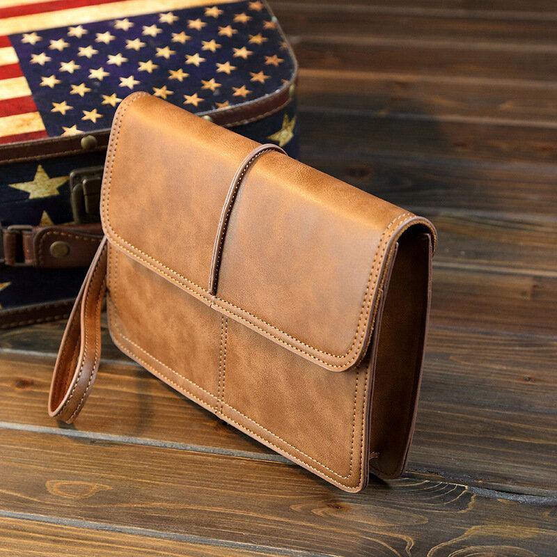 Men Faux Leather Retro Business Large Capacity Clutch Bag Hand-carry Wallet - Trendha