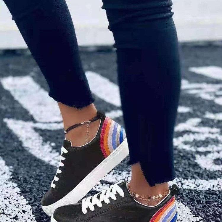 Single Shoes Women Lace-up Couple Small White Shoes - Trendha