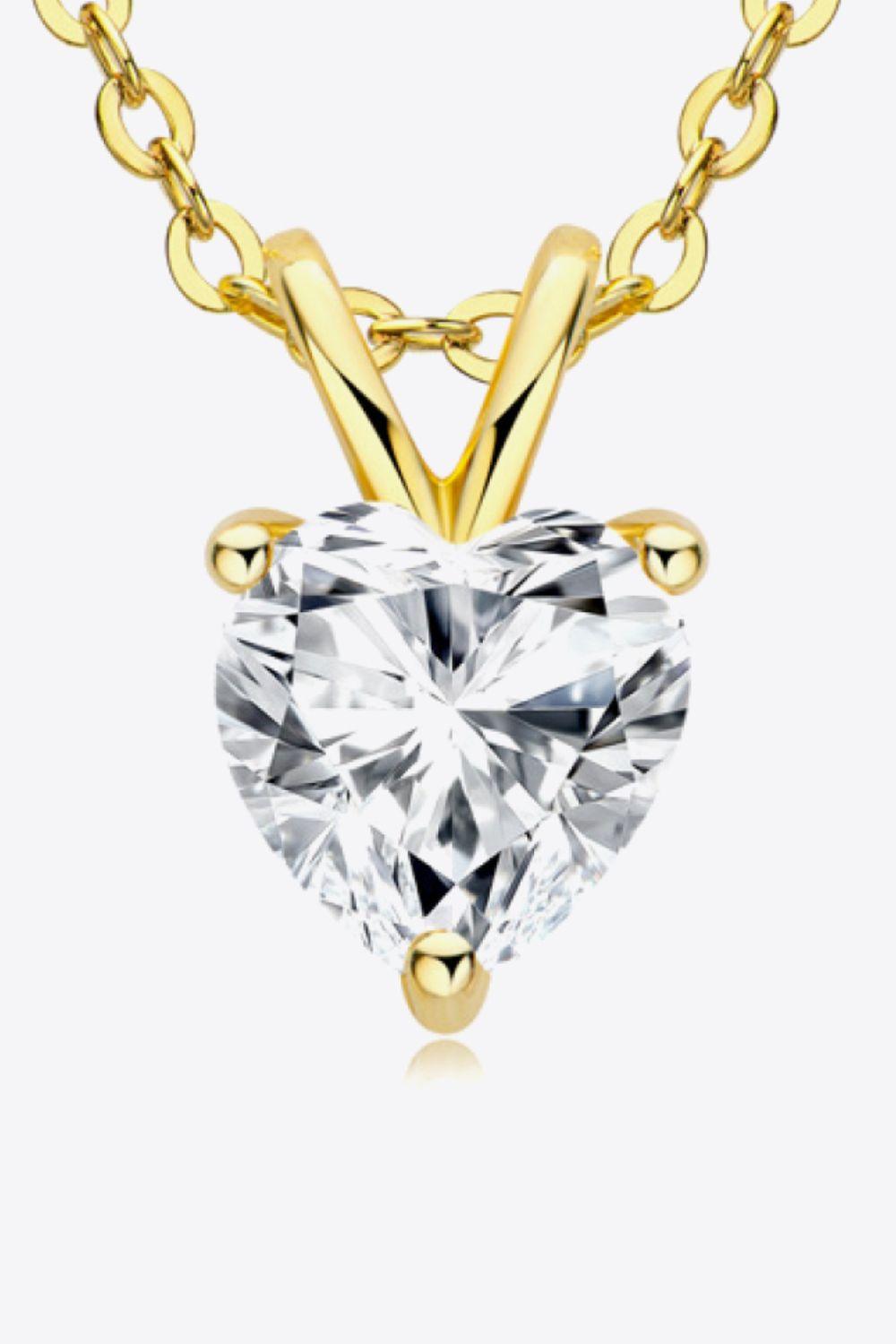 1 Carat Moissanite Heart-Shaped Pendant Necklace - Trendha