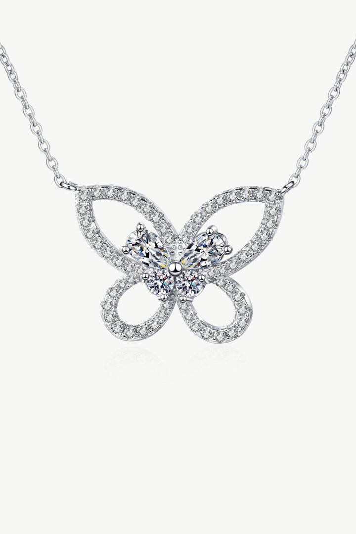 Moissanite Butterfly Pendant Necklace - Trendha