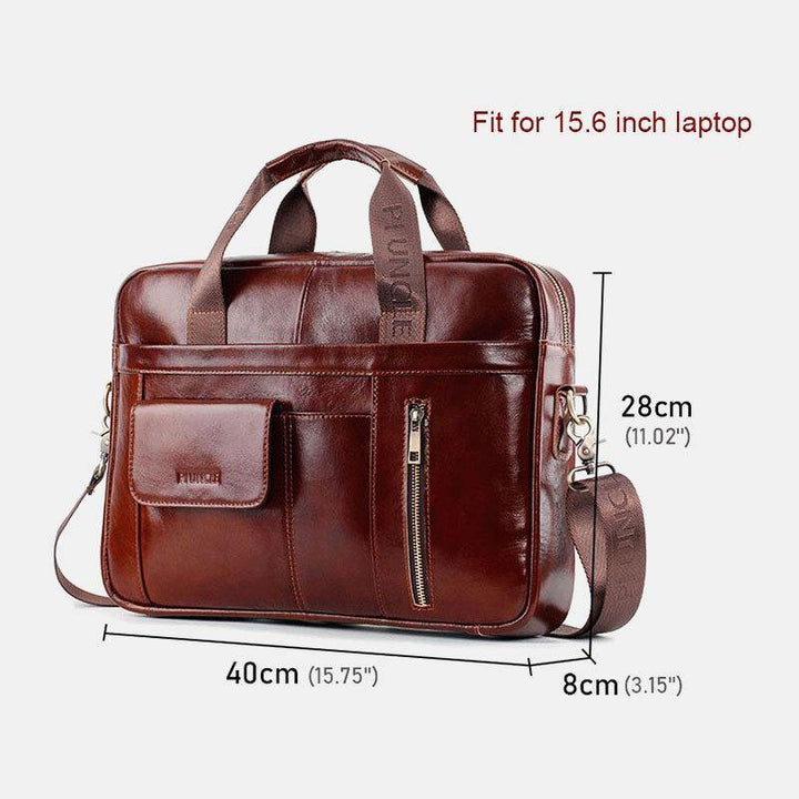 Men Genuine Leather Multifunction Large Capacity Multi-pocket Crossbody Bag Shoulder Bag Handbag Messenger Briefcase - Trendha