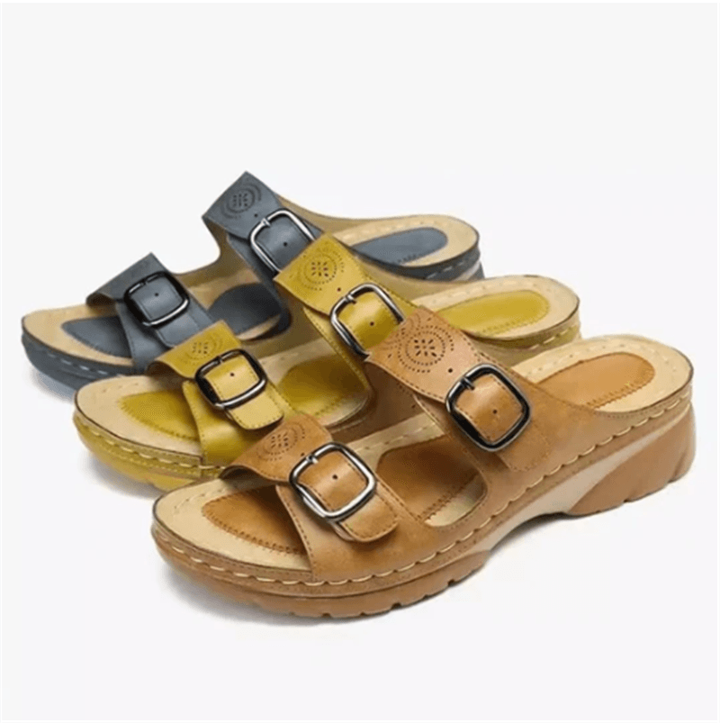 Slope Heel Platform With Solid Color Casual Ladies Sandals And Slippers - Trendha