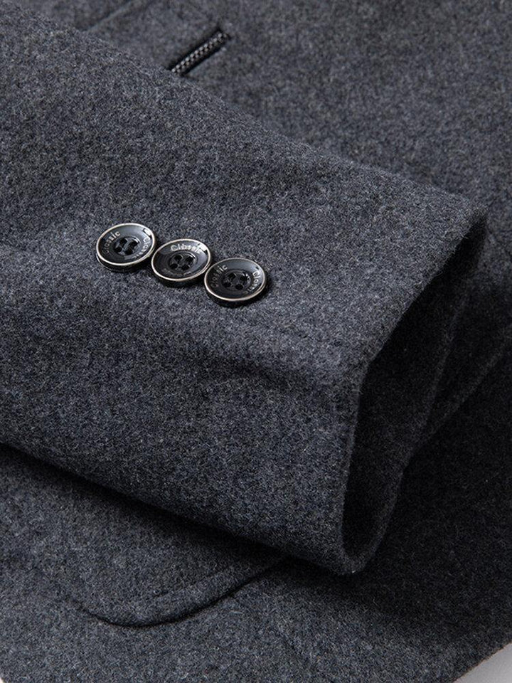 Mens Stand Collar Single Breasted Warm Double Pocket Woolen Trench Coats - Trendha