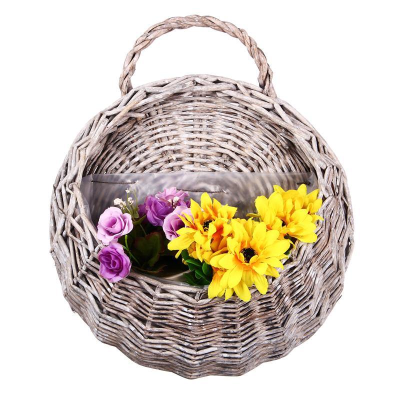 Rustic Wicker Rattan Wall Hanging Flower Baskets Pot Home Balcony Wedding Decor Gift - Trendha