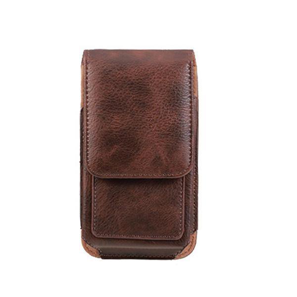 Man Business PU Phone Bag Card Bag Wallet Purse Dual Use Waist Bag - Trendha