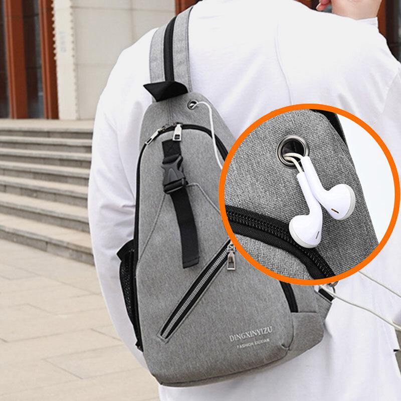 Men Multifunction Waterproof USB Chargeable Headphone Hole Chest Bags Backpack Shoulder Bag Crossbody Bags - Trendha