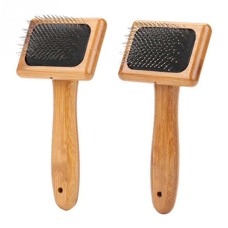 Bamboo Handle Pet Grooming Square Brush