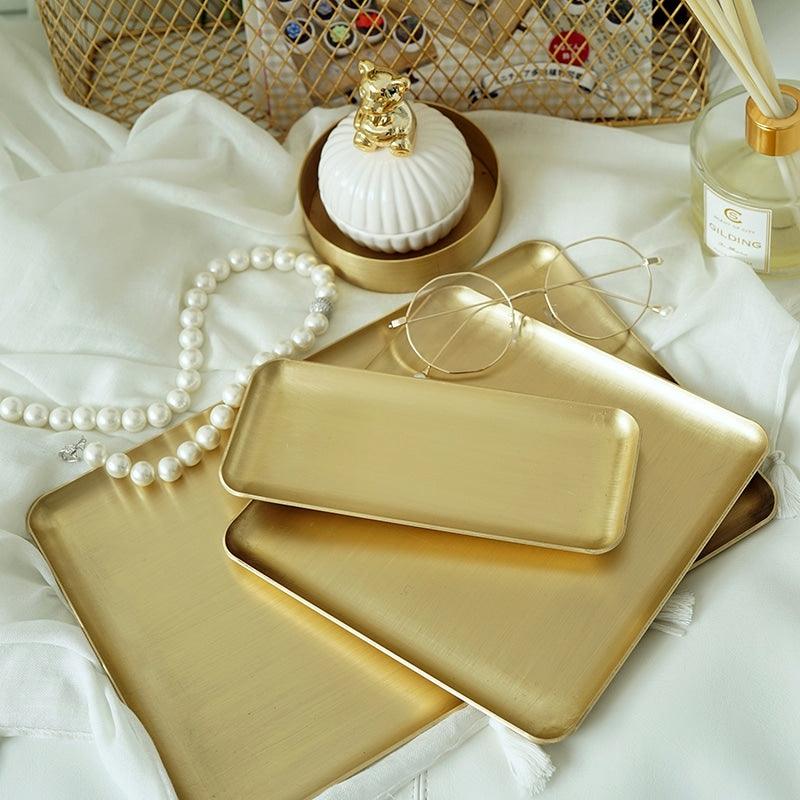 Brushed Metal Rectangular Storage Tray - Trendha