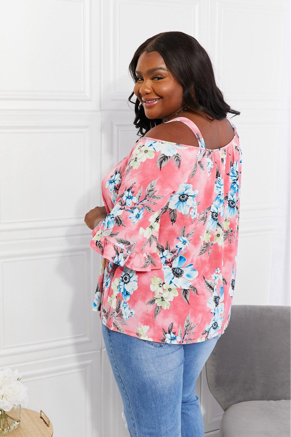 Sew In Love Full Size Fresh Take Floral Cold-Shoulder Top - Trendha