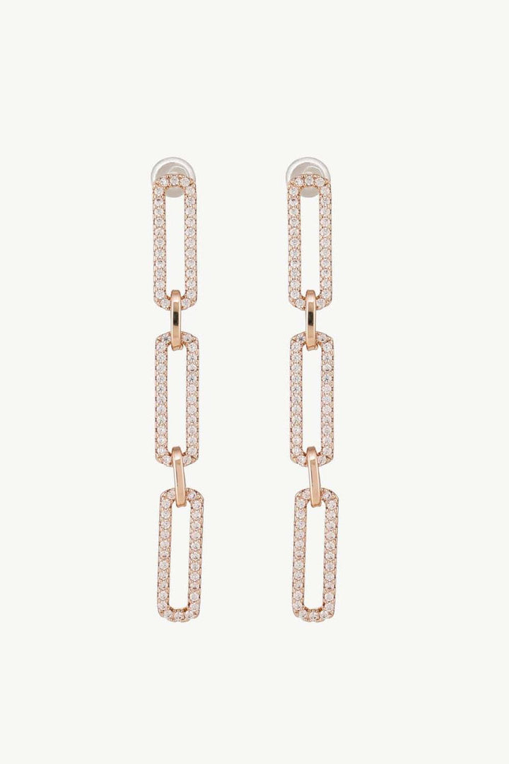 Rhinestone Chunky Chain Drop Earrings - Trendha