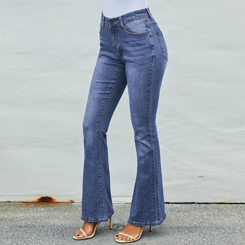High-waist Stretch Distressed And Thin Wide-leg Pants - Trendha