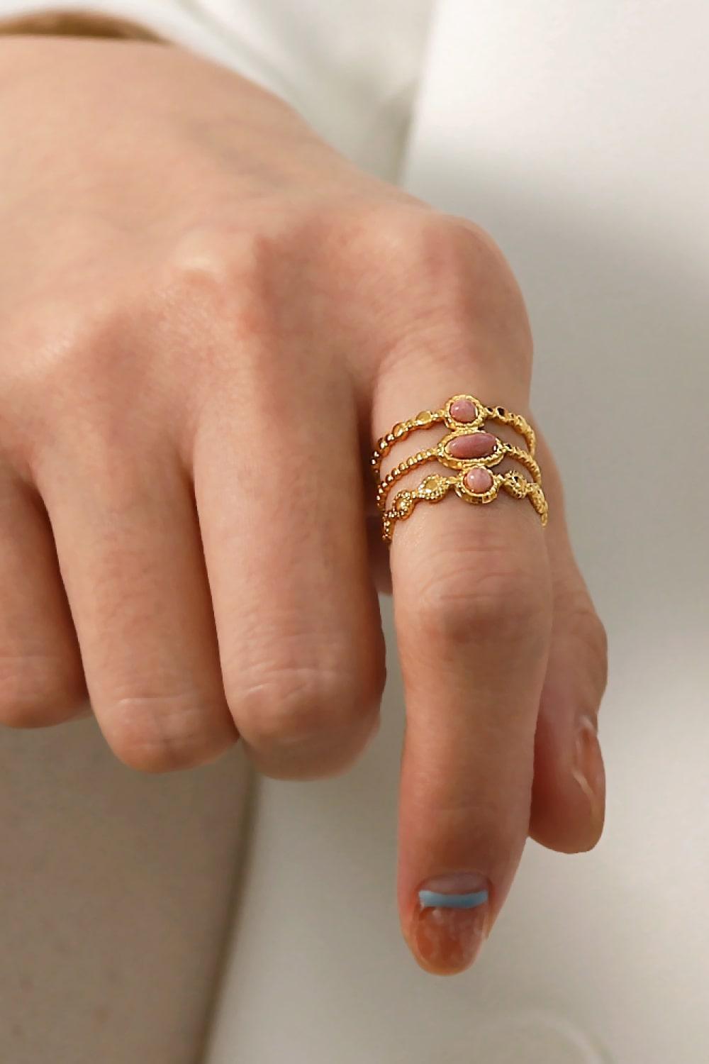 Triple-Layered Stainless Steel Open Ring - Trendha