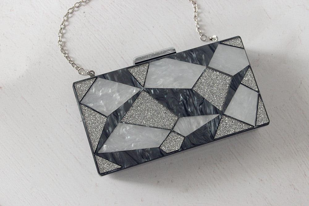 Fashion Black And White Contrast Acrylic Clutch - Trendha