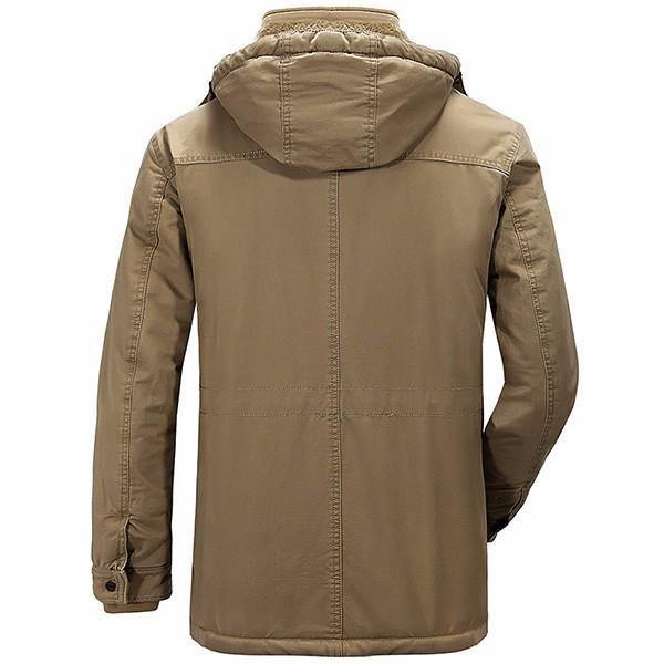 Winter Velvet Plus Thick Warm Detachable Hood Cotton Men Jacket Parkas - Trendha