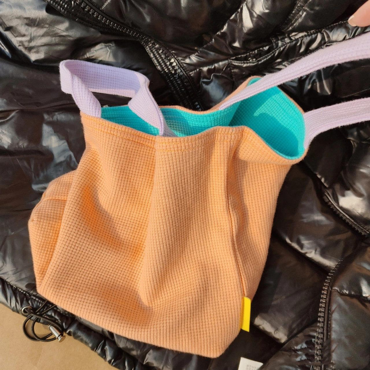 Cute Blue Contrast Tote Bag - Trendha