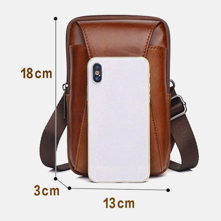 Men Genuine Leather Vintage Multi-card Slot 6.5 Inch Mini Phone Bag Crossbody Bag Waist Bag Cowhide Bag - Trendha