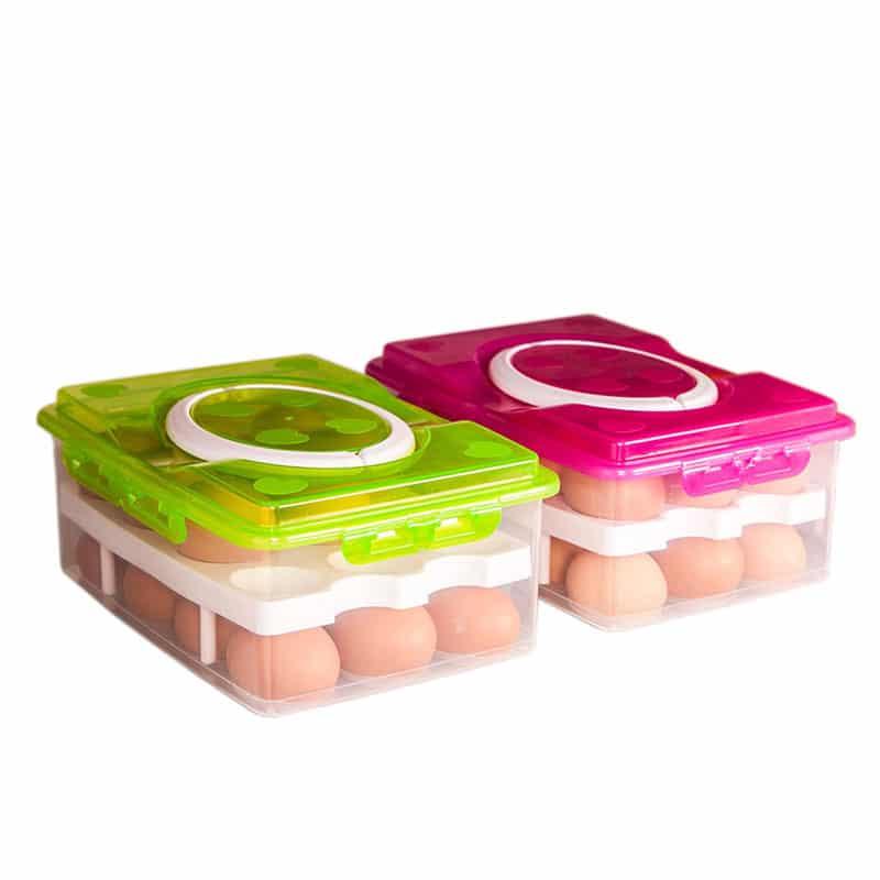 Capacious 2-Tiers Plastic Eggs Storage Box - Trendha