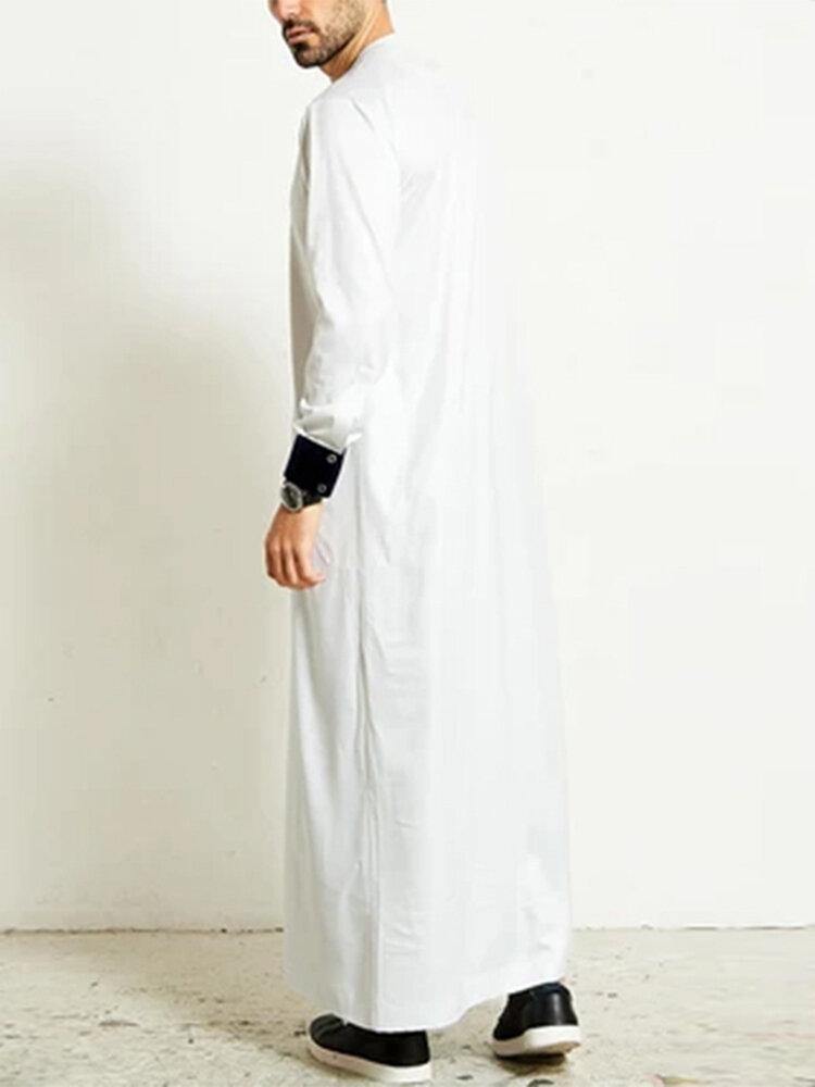 Mens Flower Print Cuff Zip Back Casual Long Sleeve Kaftan Robe - Trendha