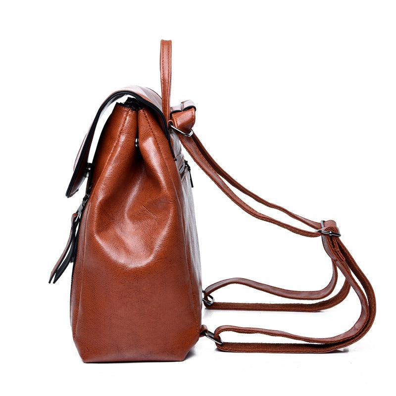 New Women's Bag Fashion Oil Wax Backpack - Trendha