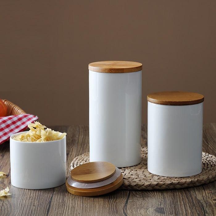 Ceramic Kitchen Jar with Bamboo Lid - Trendha