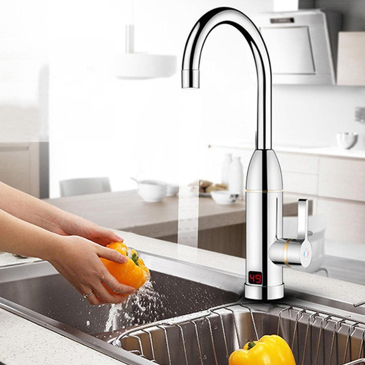 220V 3kW Instant Electric Hot Faucet Fast Water Heater Bathroom Kitchen Tap LED Display - Trendha
