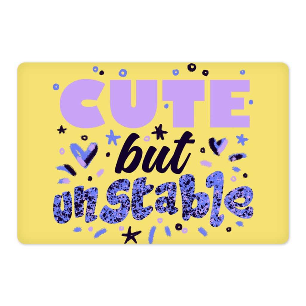 Cute but Unstable Pet Food Mat - Funny Design Anti-Slip Pet Bowl Mat - Graphic Pet Feeding Mat - Trendha