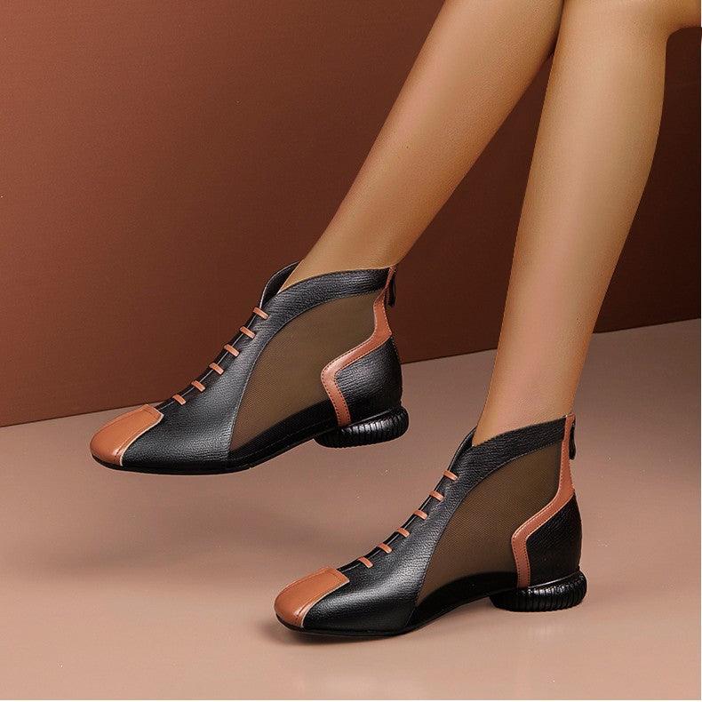 Spring and Summer Mesh Sandals - Stylish Baotou Design with Thick Heels for Women