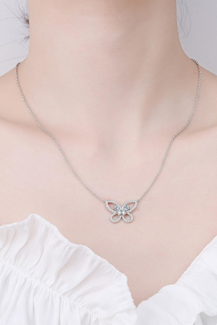 Moissanite Butterfly Pendant Necklace - Trendha