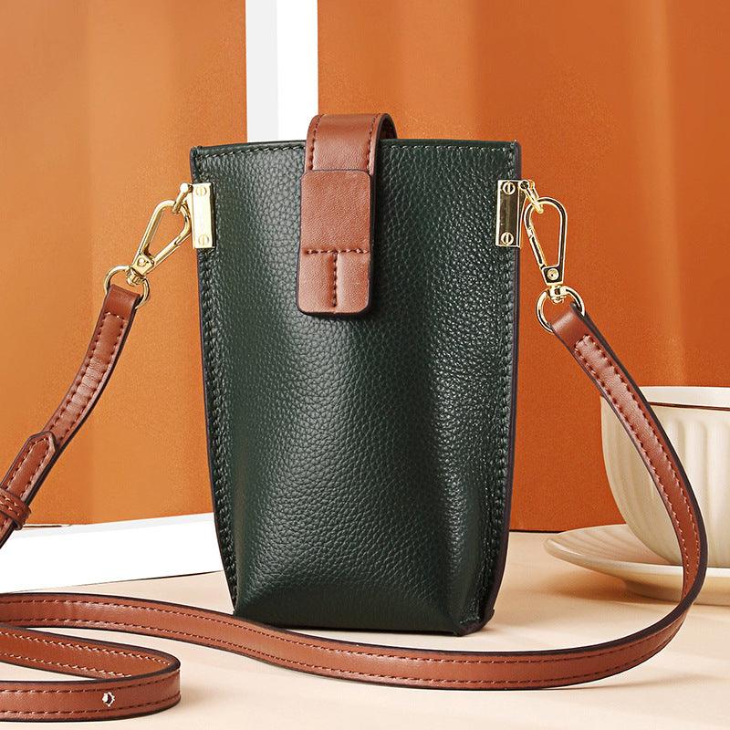 Simple Contrast Color Leather Shoulder Diagonal Bag - Trendha