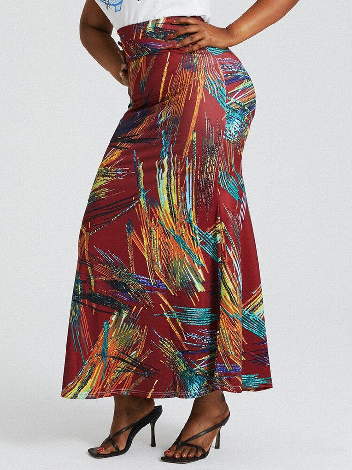 African Style Ethnic Print Buttocks High Waist Bodycon Long Skirt - Trendha