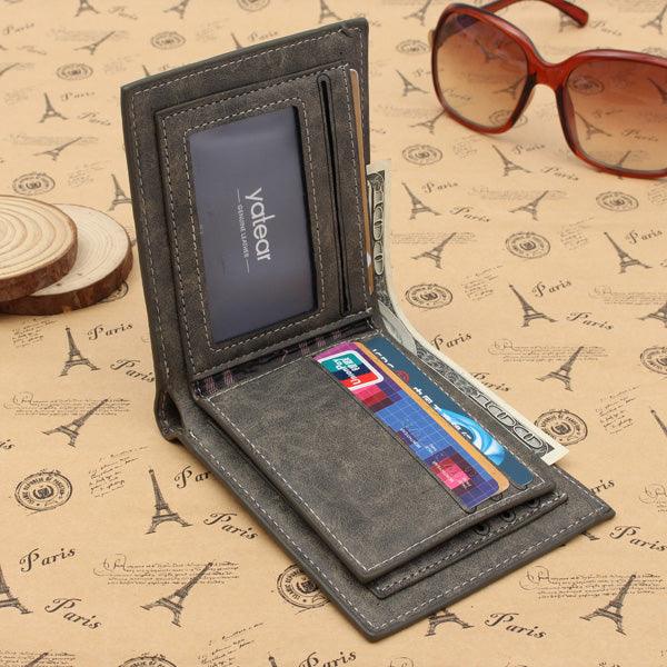 Men's PU Leather Bifold Wallet ID Business Credit Card Holde - Trendha