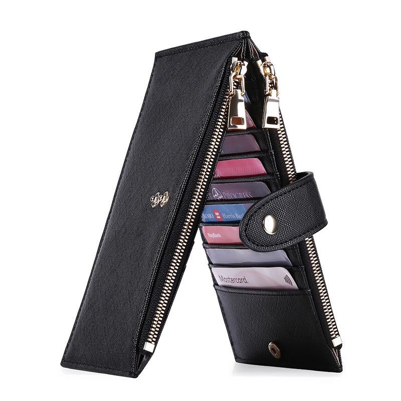Folding PU Zip Wallet with Card Panels