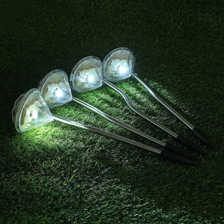 4Packs Solar Garden Lights Outdoor LED Solar Powered Pathway Lights Stainless Steel Landscape Lighting for Lawn Patio Yard Walkway Driveway - Trendha